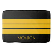  modern black &yellow  monogram name バスマット (正面)