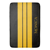  modern black &yellow  monogram name バスマット (正面縦)