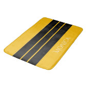  modern black &yellow  monogram name バスマット (アングル)