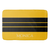  modern black &yellow  monogram name バスマット (正面)