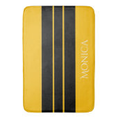 modern black &yellow monogram name バスマット (正面縦)