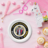 Modern Black Yellow White Graduation Photo Party ペーパープレート (パーティー)