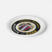 Modern Black Yellow White Graduation Photo Party ペーパープレート (アングル)