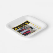 Modern Black Yellow White Graduation Photo Party ペーパープレート (傾斜あり)