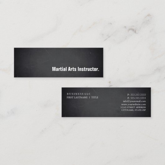 Modern Blackboard Martial Arts Instructor  スキニー名刺 (正面/裏面)