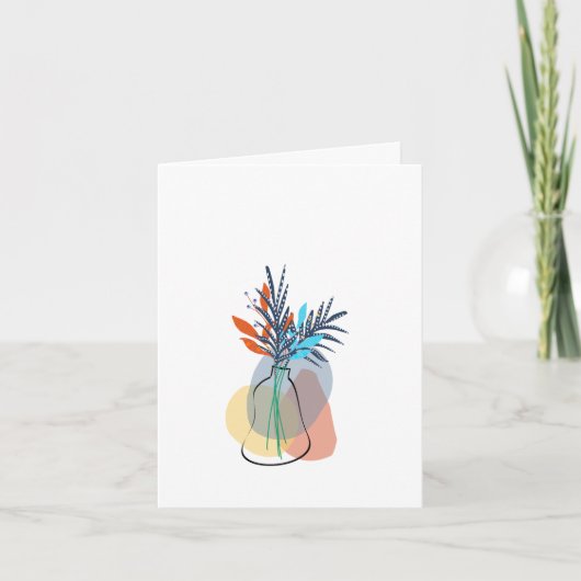Modern Blank Botanical Note Card Stationery サンキューカード (正面)
