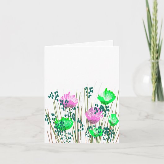Modern Blank Botanical Note Card Stationery サンキューカード (正面)