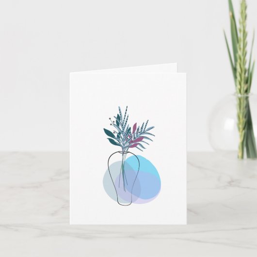 Modern Blank Botanical Note Card Stationery サンキューカード (正面)