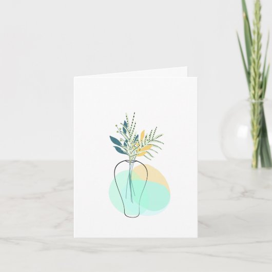 Modern Blank Botanical Note Card Stationery サンキューカード (正面)