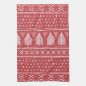 Modern Blocky Christmas Tree Pattern キッチンタオル (縦)