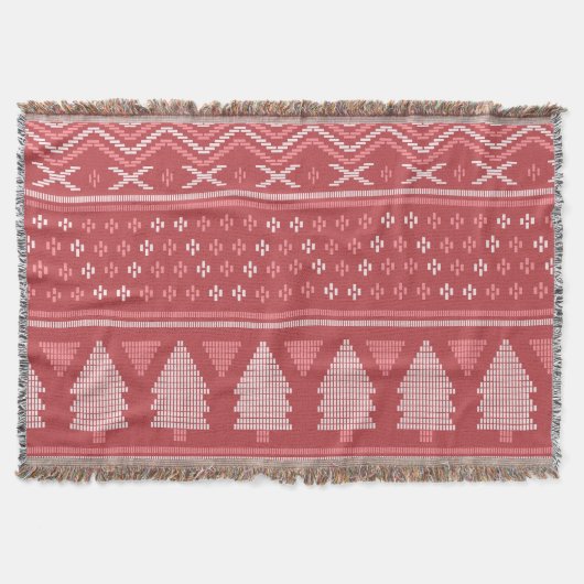 Modern Blocky Christmas Tree Pattern スローブランケット (正面)