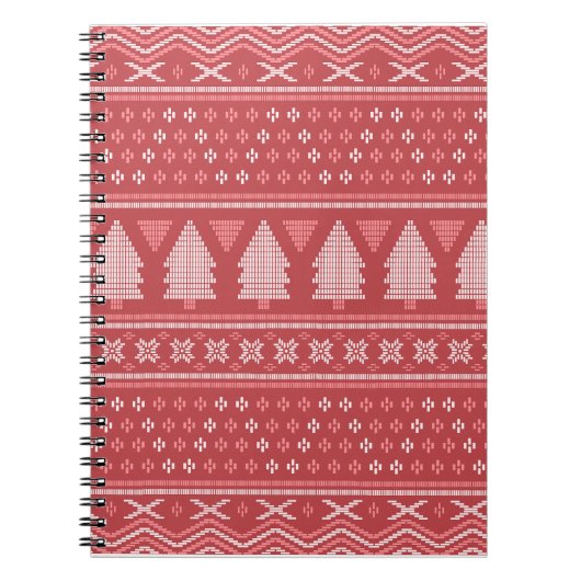 Modern Blocky Christmas Tree Pattern ノートブック (正面)