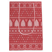 Modern Blocky Christmas Tree Pattern ミディアムペーパーバッグ (裏面)