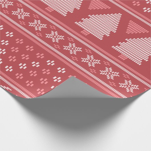 Modern Blocky Christmas Tree Pattern ラッピングペーパー (角)
