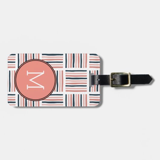 Modern Blooming abstract pattern Chevron ラゲッジタグ (正面横)