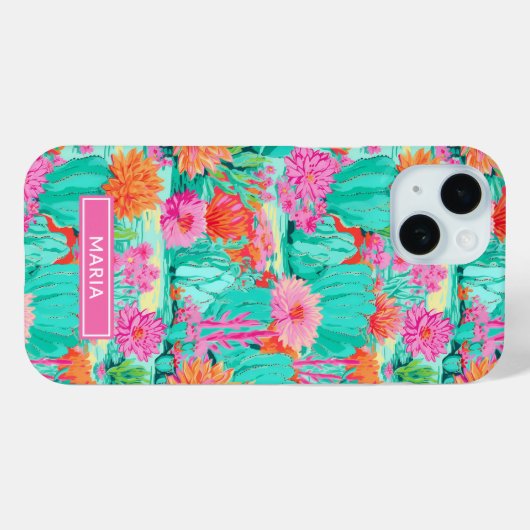 Modern Blooming Cacti Personalized Case-Mate iPhoneケース (裏面 (横))