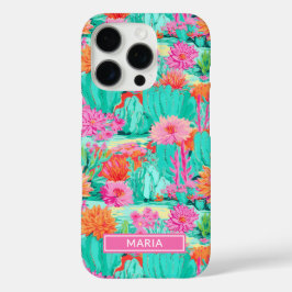 Modern Blooming Cacti Personalized iPhone 16 Proケース