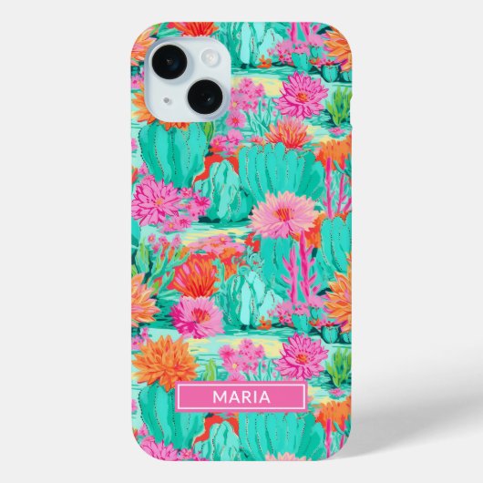 Modern Blooming Cacti Personalized Case-Mate iPhoneケース (裏面)
