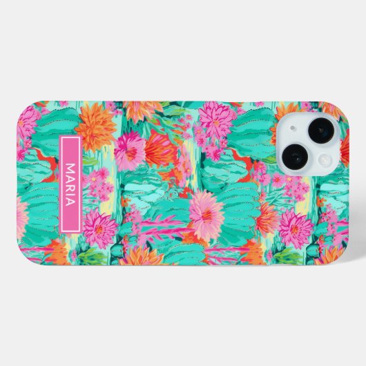 Modern Blooming Cacti Personalized Case-Mate iPhoneケース (裏面 (横))