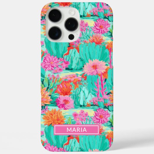Modern Blooming Cacti Personalized Case-Mate iPhoneケース (裏面)