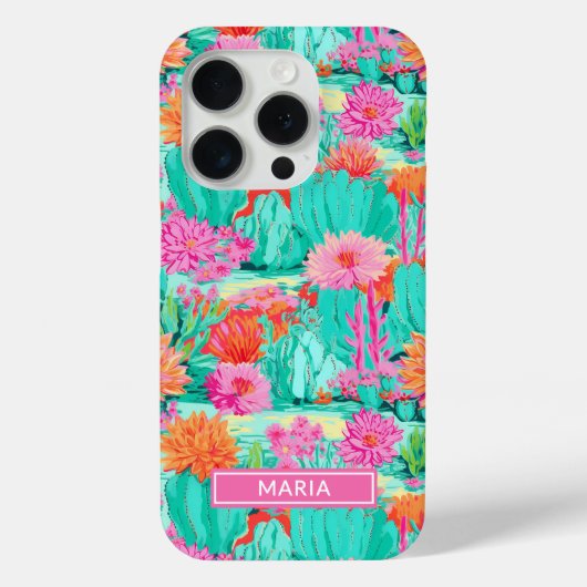 Modern Blooming Cacti Personalized Case-Mate iPhoneケース (裏面)