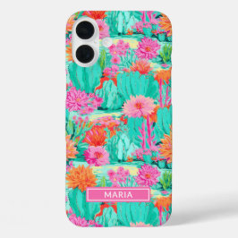 Modern Blooming Cacti Personalized iPhone 16 Plusケース