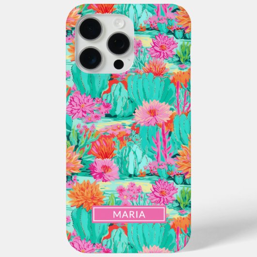 Modern Blooming Cacti Personalized Case-Mate iPhoneケース (裏面)