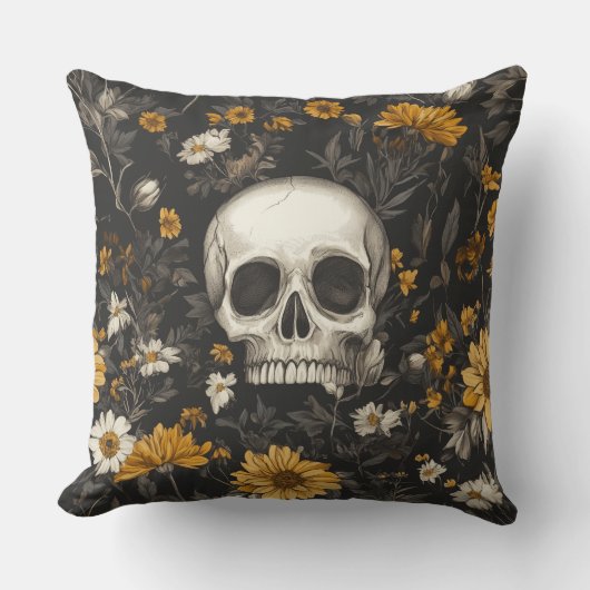 "Modern Blossom" Skull-Stil Dekokissen クッション (正面)