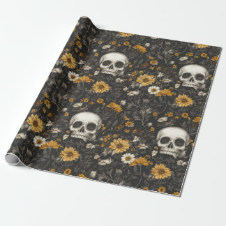 Modern Blossom Skull-Stil Geschenkpapier ラッピングペーパー