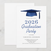 Modern Blue 2026 Graduation Party  招待状 (正面/裏面)