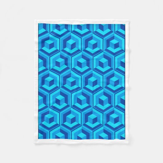 Modern Blue 3D Geometric Cube Pattern Baby Blanket フリースブランケット (正面)