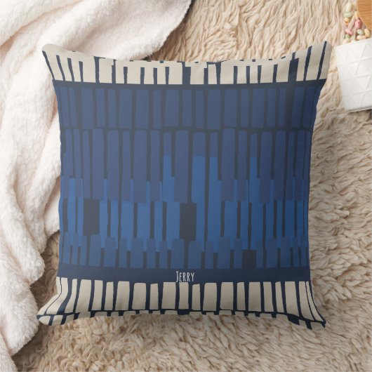 Modern Blue Abstract Geometric クッション (ブランケット)