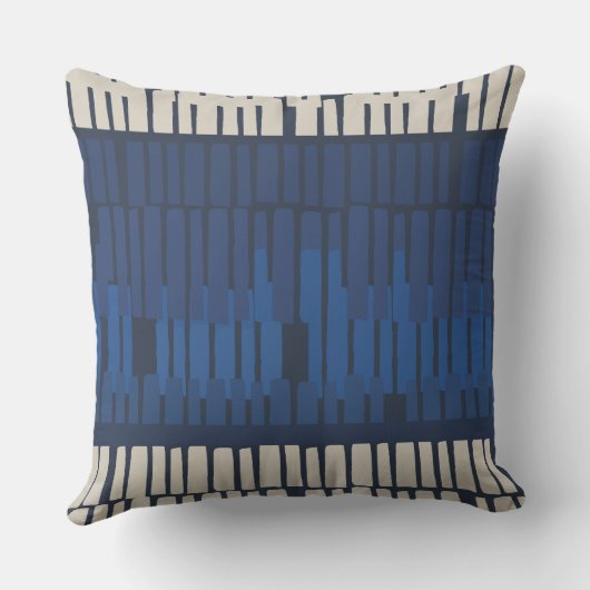 Modern Blue Abstract Geometric クッション (裏面)