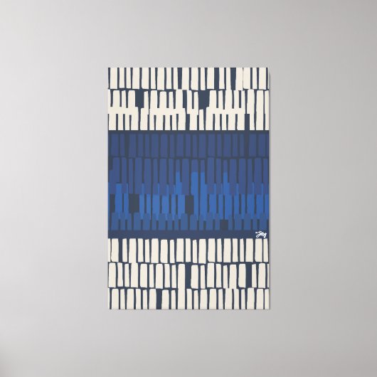 Modern Blue Abstract Geometric Wall Art キャンバスプリント (正面)