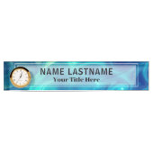 Modern Blue Abstract Liquid Marble I Custom Title デスクネームプレート (正面)