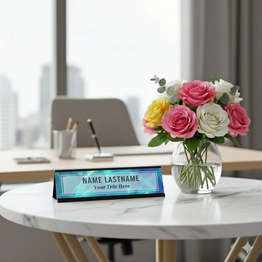 Modern Blue Abstract Liquid Marble I Custom Title デスクネームプレート