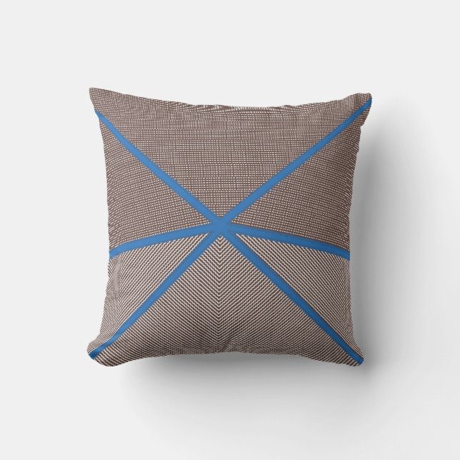 Modern Blue and Brown Geometric Outdoor Pillow |  アウトドアクッション (正面)