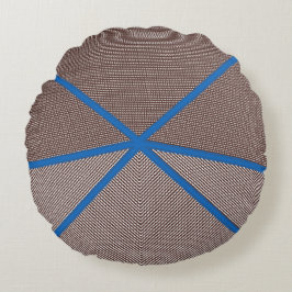 Modern Blue and Brown Geometric Round Pillow  ラウンドクッション
