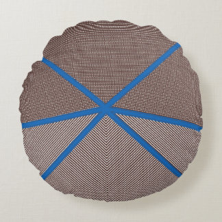 Modern Blue and Brown Geometric Round Pillow  ラウンドクッション