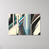 Modern Blue and Cream Abstract Dynamics キャンバスプリント (正面)