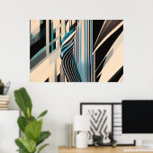 Modern Blue and Cream Abstract Dynamics ポスター (ホームオフィス)