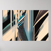 Modern Blue and Cream Abstract Dynamics ポスター (正面)