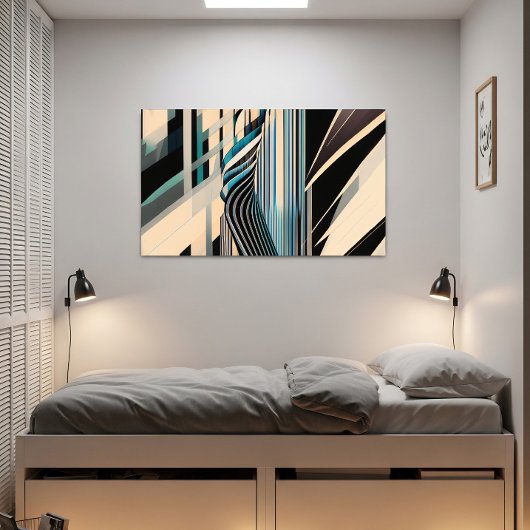 Modern Blue and Cream Abstract Dynamics ポスター