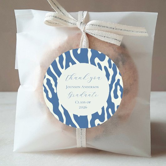 Modern blue and cream abstract Pattern graduation ラウンドシール