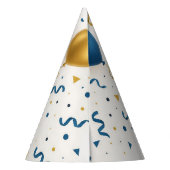 Modern Blue and Gold Balloons Happy Birthday パーティーハット (裏面)