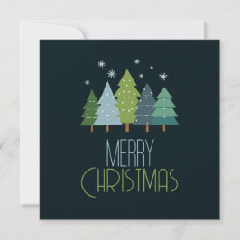 Modern Blue and Green Christmas Tree Flat カード