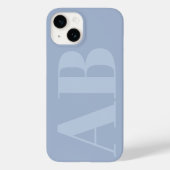 Modern blue and grey initial Minimal Monogram Case Case-Mate iPhoneケース (裏面)
