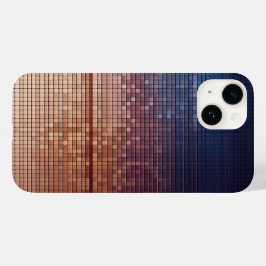 Modern Blue and Orange Pixel Mosaic Gradient Sunse Case-Mate iPhoneケース (裏面 (横))
