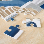 Modern Blue and White Coastal Alley Puzzle ジグソーパズル (側面)