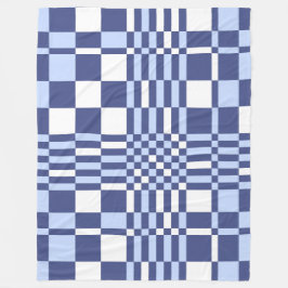 Modern Blue and White Digital Plaid Pattern フリースブランケット